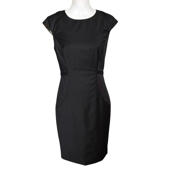 Ted Baker Size 2 Black Sheath Dress Career Office Wool Blend - Picture 1 of 6